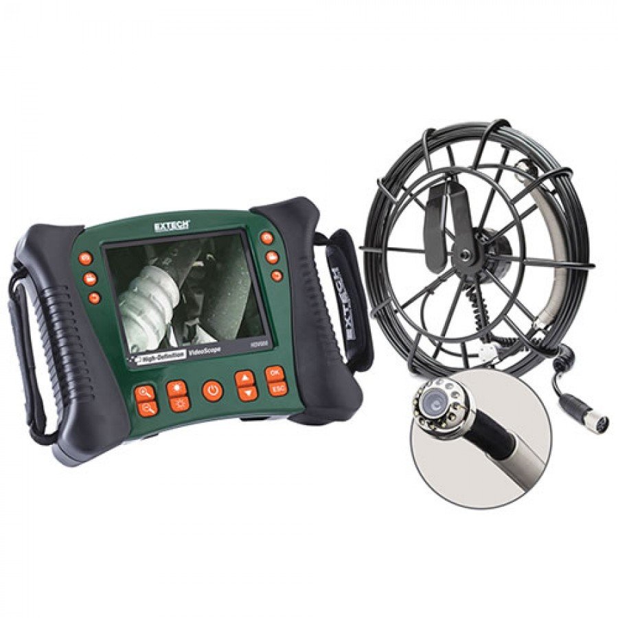 Extech HDV650 10G Plumbing VideoScope Kit 25mm Camera Head W 10m Fiberglass Cable