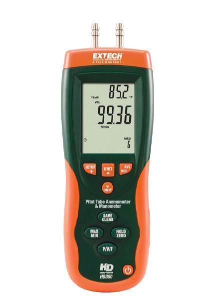 EXTECH HD350 Pitot Tube Anemometer Differential Manometer