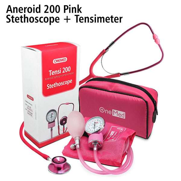 Tensimeter Aneroid 200 & Stetoscope Pink