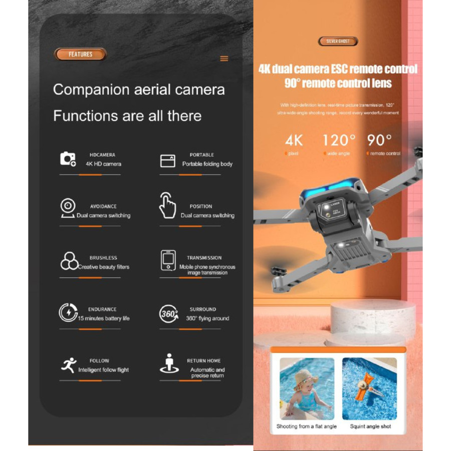 Drone Camera XT9 4K HD 360 Flying Around FREE Bag - E88 Pro - Image 8