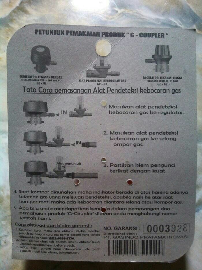 Alat Pendeteksi Bocor deteksi kebocoran selang kompor gas G-Coupler