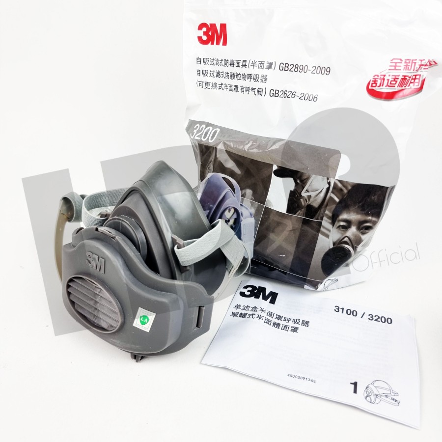 Masker 3M 3200 Set Half Face Mask Respirator Single Cartridge