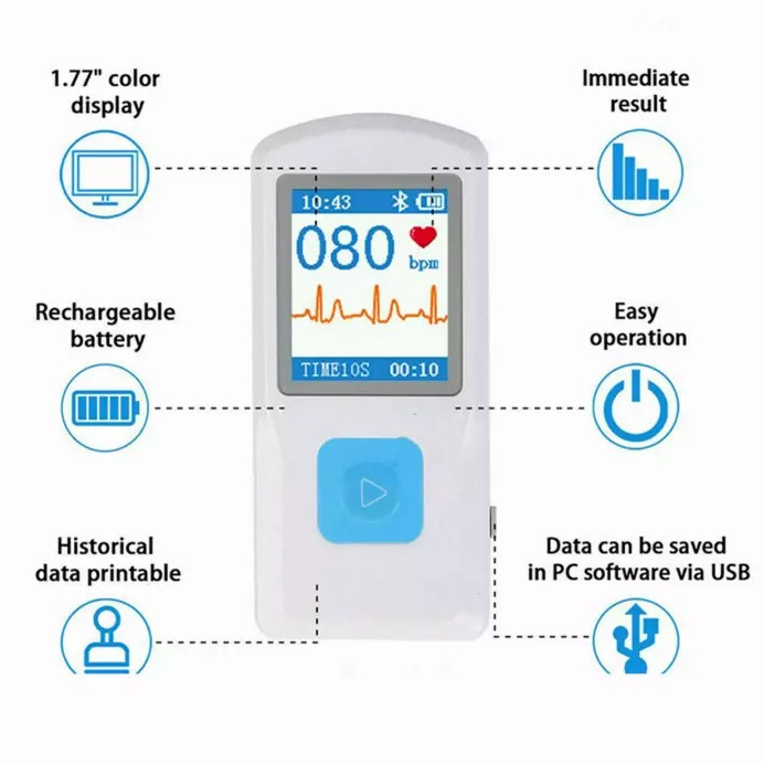 M10 Portable ECG EKG Machine Heart Beat Monitor - Image 2
