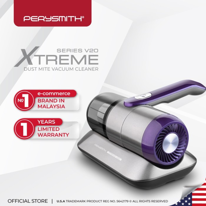 PerySmith V20 Cordless UV Dust Mite Vacuum Cleaner 12KPA - Image 2