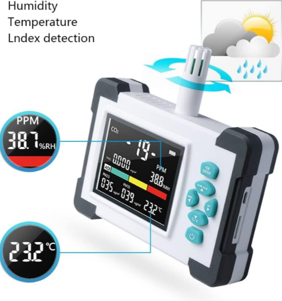 Air Quality Monitor Data Logger TC-700Pro 7in1 Detector Tester - Image 2