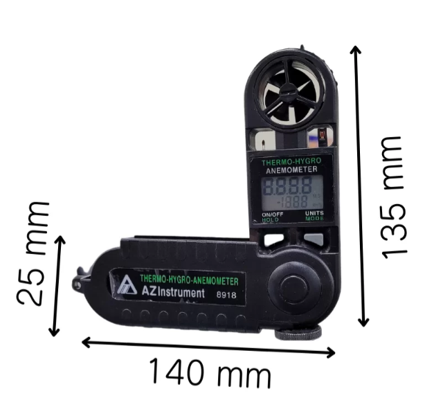 AZ Instrument AZ-8918 Pocket Humidity Anemometer - Image 2