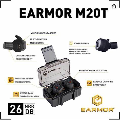 EARMOR M20T Electronic Hearing Protection With Bluetooth Earplugs IPSC - Image 3