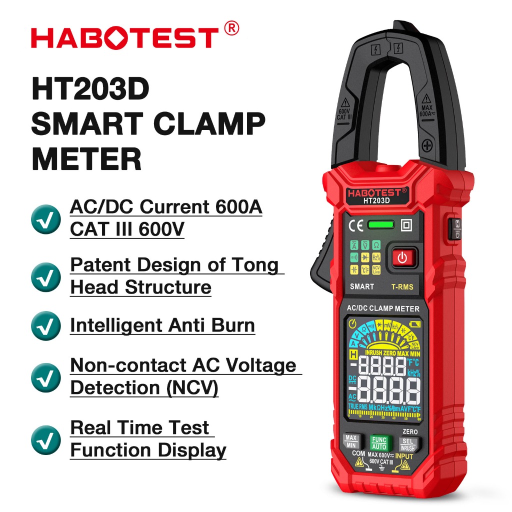 Clamp Meter Digital 600A HABOTEST HT203D - Image 2