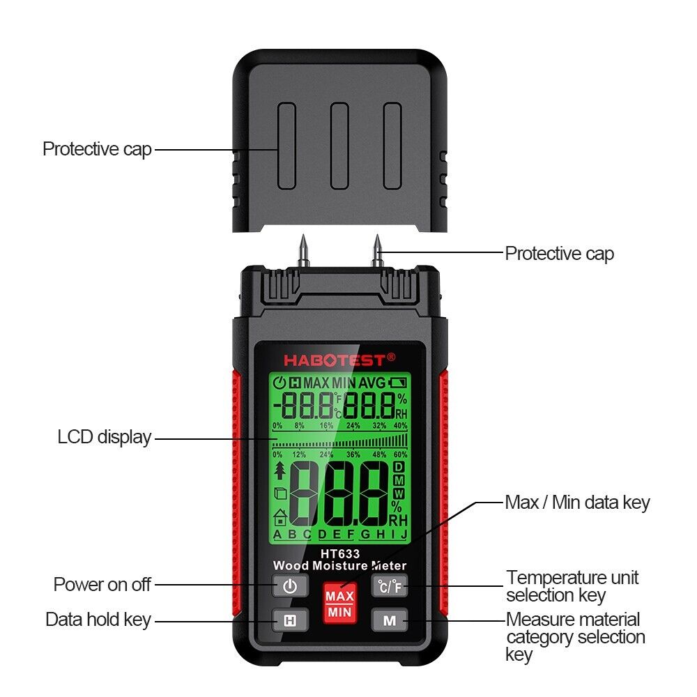 Moisture Meter HABOTEST HT633 - Image 5