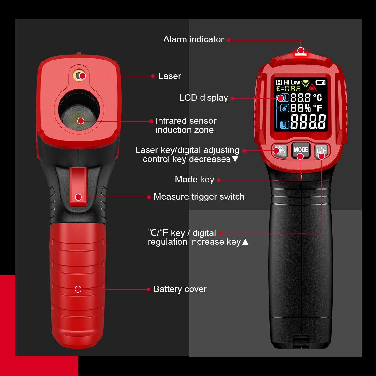 Thermometer Infrared Non-Contact Laser HABOTEST HT650 - Image 4