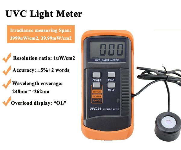 UVC Light Meter UVC254 UV meter measurement of UV radiation intensity Radiometer - Image 4