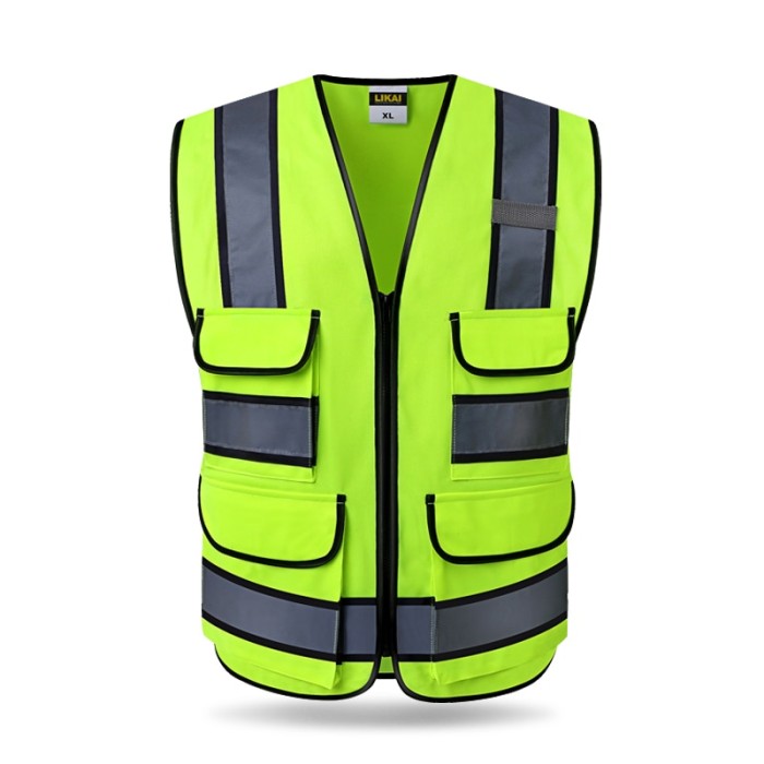 High Vis Safety Vest Fluorescent Yellow Gilet Construction Traffic