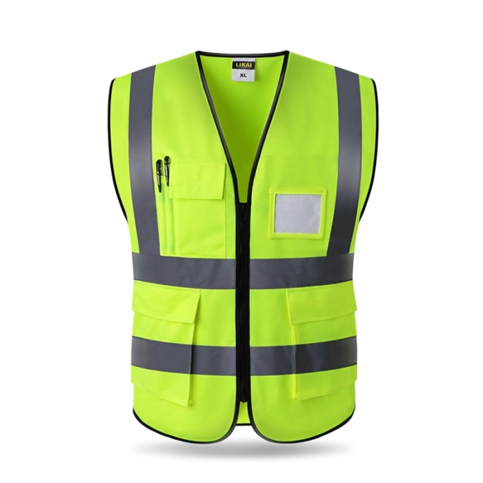 High Vis Safety Vest Fluorescent Yellow Gilet Construction Traffic - Image 3