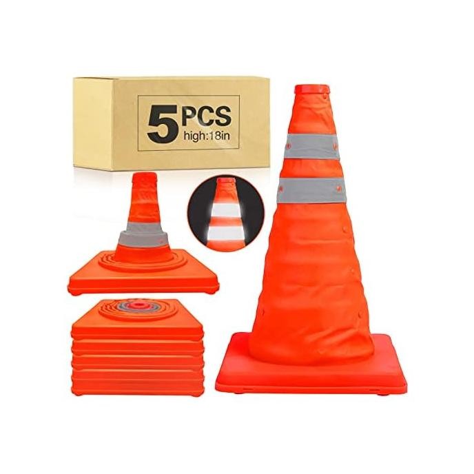 5 Pack 18 Inch Collapsible Traffic Safety Cones - Image 5