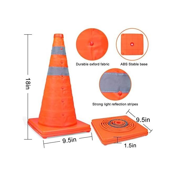 5 Pack 18 Inch Collapsible Traffic Safety Cones - Image 2