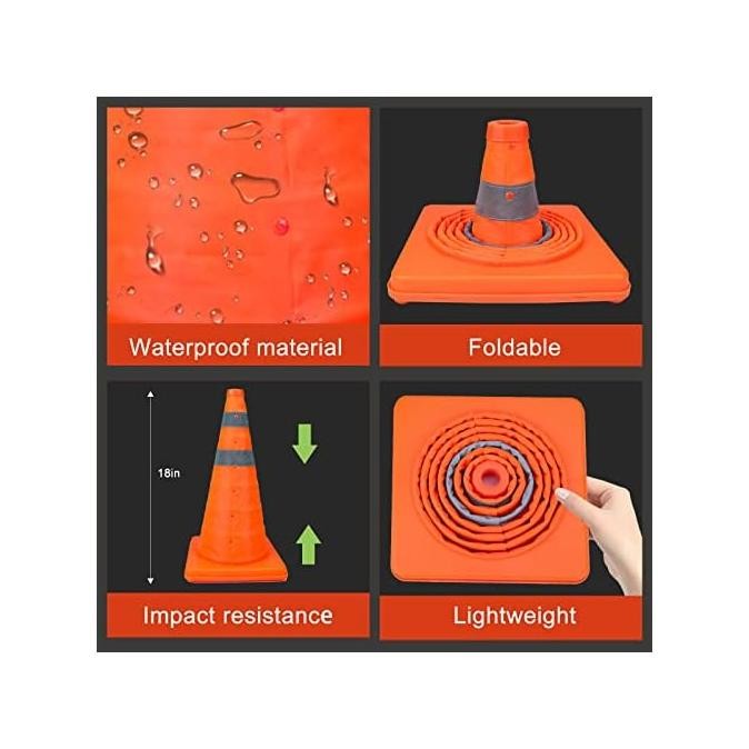 5 Pack 18 Inch Collapsible Traffic Safety Cones - Image 3
