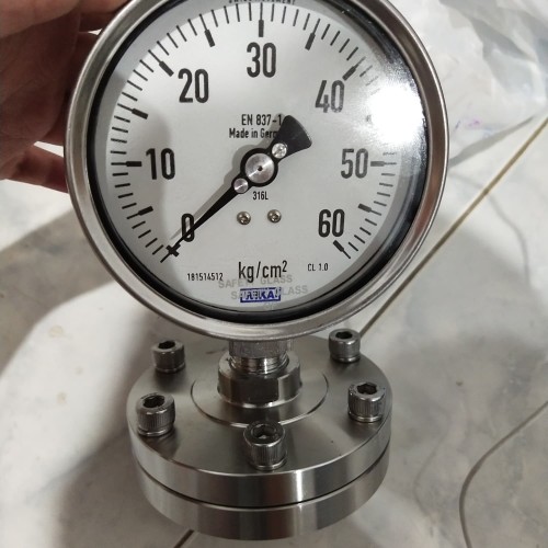 WIKA Pressure Gauge Diaphragm D4" 0-6 kg/cm2/psi,drat 1/2" NPT Full ss - Image 3