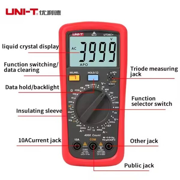 UNI-T UT39C+ Electrician Multimetro Capacitor Tester - Image 2