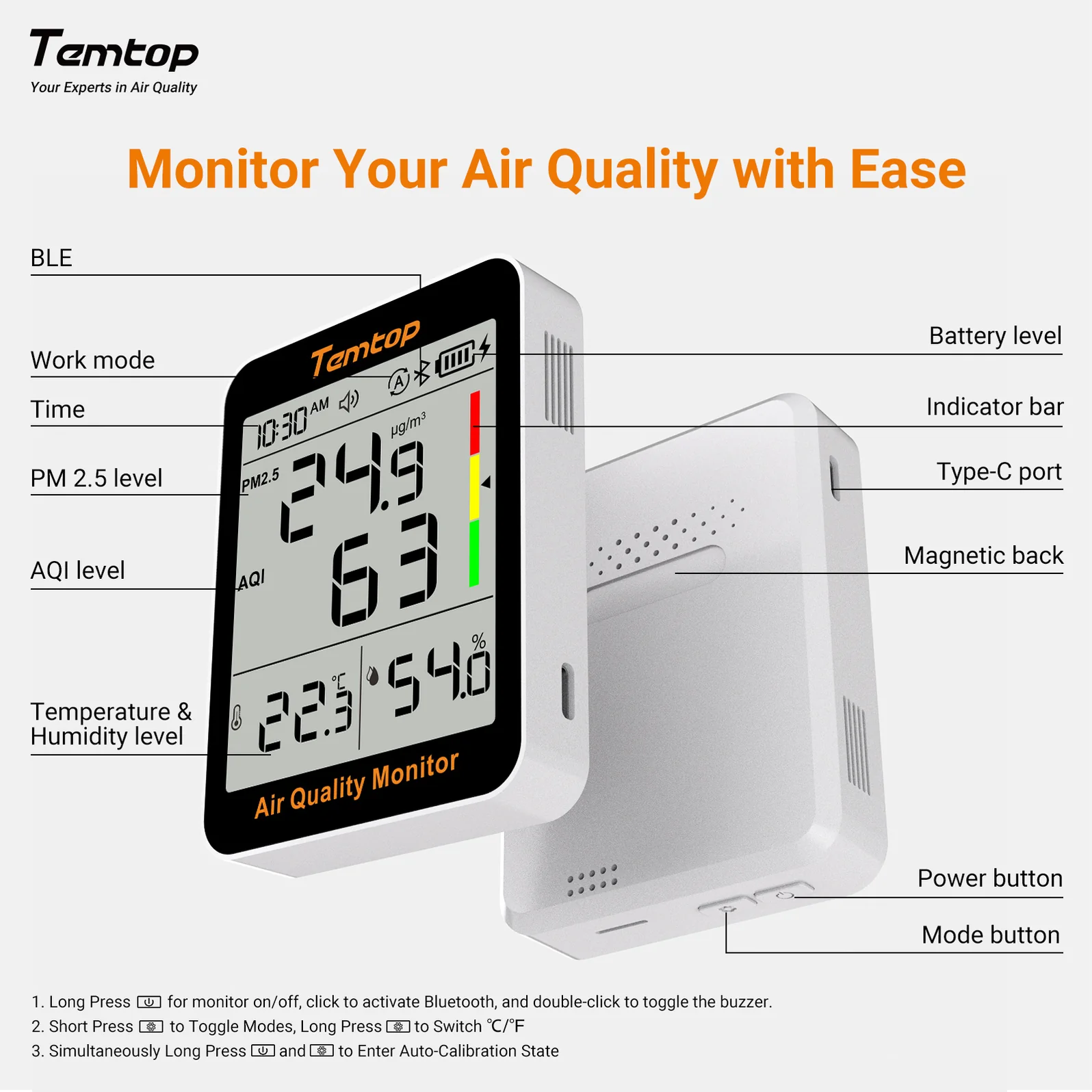 Temtop S1 Indoor Air Quality Meter - Image 2