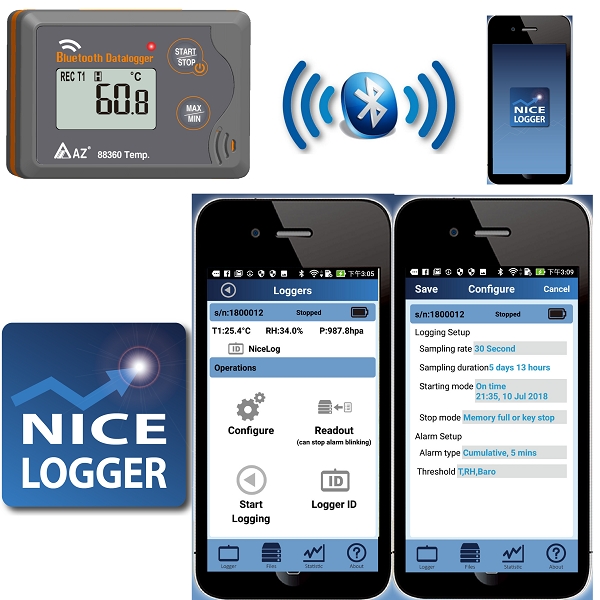 AZ 88362 Bluetooth Temp. RH Data Logger - Image 2